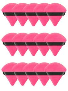 24pcs/15pcs/8pcs/3pcs Triangle Flocked Makeup Sponges, Soft And Fluffy Texture, Suitable For Face And Body Powder Puff, Mixed Set Makeup Beauty Tools - Hot Pink - View 2