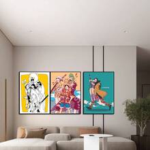 ONE PIECE 3 Pcs Popular Wall Art Anime One PiecLAW&CHOPPER, Nico Robin ,BROOK,USOPP Room Decor Aesthetic, Kit Kawaii Wall Decor, Anime Stuff For Manga Panels ( Unframed)