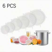 100pcs Transparent Food Wrap Covers, Disposable Use Reusable Plastic Wrap For Bowls, Fridge & Kitchen, Keeps Food Fresh, Airtight, Dustproof, Versatile Cooking Tool For Outdoor Camping And Barbecue, Random Color - White - View 12