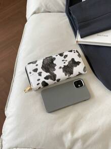 Cow Print Zipper Wallet PU Leather Daily Gift Coin Purse Casual Wallet For Women Money Wallet Purse Wallet Long Wallet Wallet Keychain Wristlet Wallet