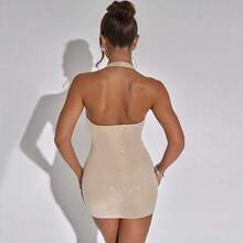 Plain    Party    Backless  Draped  Chain    Night Out - 白色 - 查看 4