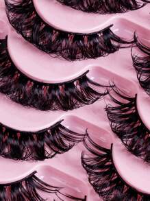 Cílios Postiços de Volume Russo, Cílios Naturais Wispy Falsos de Vison, Pacote com 10 Pares, Cílios de Tira Postiços Falsos, Conjunto para Iniciantes, Maquiagem Diária