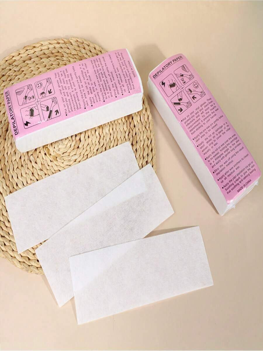 50 片/100 片/200 片装脱毛蜡纸、脱毛配件、美发产品及理发沙龙美容旅行必备品 - 白色 - 查看 1