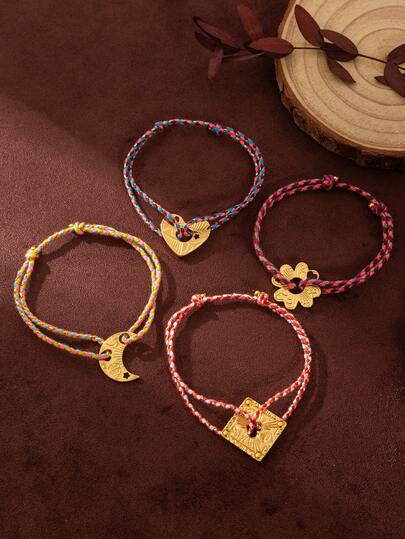 1 Adet Yaz Modası Bohem Tarzı Yonca Kadın El İpi, Yonca, Kalp, Ay, Kare Marka Ölçeklenebilir Bilezik, Seyahat Fotoğrafçılığı, Günlük Eğlence, Tatil ve Oyun İçin Uygun, Yaz Plaj Tatili, Açık Hava Aktiviteleri, Tatil Gezileri, Kadın Takı Aksesuarları İçin Uygun