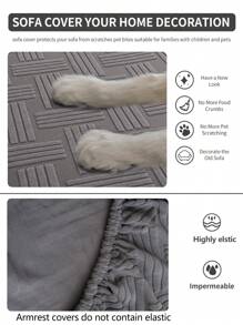1 pieza Funda elástica para sofá, funda de asiento completa antideslizante para sofá, aplicable para sofá de 1/2/3/4 plazas, sofá en forma de L, funda ajustable, lavable a máquina, apta para mascotas, decoración para dormitorio, oficina, sala de estar - Gris claro