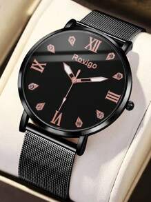 1pc Business And Leisure Men's Watch, A Casual And Simple Round Men's Mesh Quartz Watch, Suitable For Parties, Festivals, And Daily Business Wear, The Best Gift For Men.