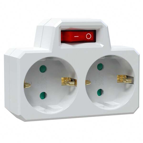 HITRENDS 1/2 Stücke EU deutscher Stecker Adapter mit Ein/Aus-Schalter, 2-polig 4,8mm EU-Deutschland Reiseadapter 16A 250V 3500W erweiterter Wandsteckdosenadapter, weiß, geeignet für Zuhause, Reisen, Büro