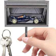 Car Garage Key Holder With Opening Door, Mini Car Garage Key Holder For Wall & Cars Enthusiast, Easy Installation(No Car Model) - Black - View 9