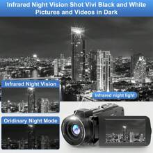 Nicamery Videocámara Full HD 1080P 36.0MP con pantalla IPS rotativa de 3.0 pulgadas, zoom digital 16X, incluye tarjeta de memoria de 32GB y 2 baterías (negro)