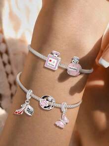 1pc 925 Sterling Silver Perfume Bottle Pendant Charm, Suitable For DIY Bracelet Jewelry For Women - Silver - View 2