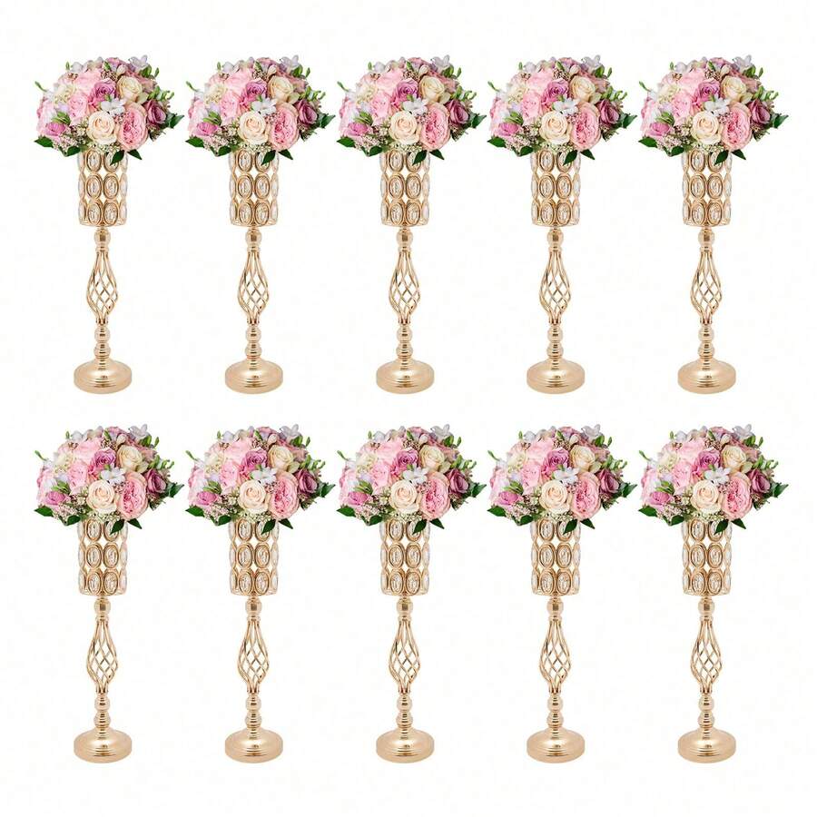 YUNRUX Wedding Flower Stand, 10Pcs Flower Vases For Centerpieces, Wedding Decoration For Tables Summer Birthday Gifts Beach Back To School School Supplies Room Decor - 10Pcs - Übersicht 1