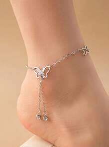 1pc Minimalist Elegant Butterfly Tassel Fashion Anklet, Versatile For Women Holiday And Everyday Wear