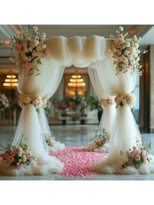 4/1 件薄纱背景窗帘，透明背景窗帘，非常适合婚礼、照相亭和家居装饰 - 非常适合订婚、生日和节日派对摄影背景装饰