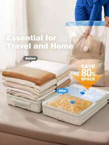 Travel Vacuum Bags With Electric Pump, 6 Packs Vacuum Travel Bags For Luggage And Suitcase, Vacuum Seal Space Saver Compression For Clothes Clothing Portable Compression Sealer For Clothes, Blankets, Bedding & Travel,Good For Storage And Organization - Blue and White - View 8