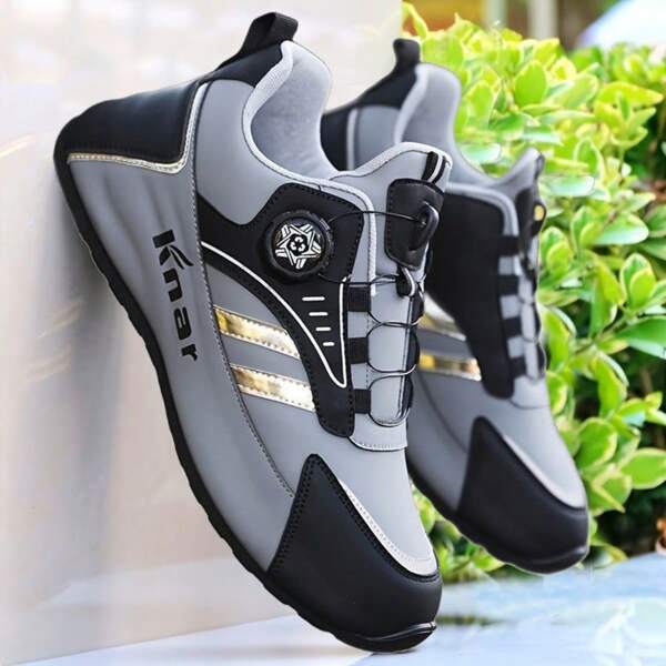 1 pereche de pantofi sport pentru bărbați, stil casual, cu fermoar, cu litere, din PU, cu talpă joasă, pentru alergare în aer liber
