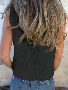 Women Sweater Vests - Black - View 3