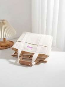 1PC Personalized Ins Multi-Compartment Mom Bag For Women, Multi-Functional Mother And Baby Bag Canvas Crossbody Bag, Large Capacity Embroidered Custom Letter Tote Bag, Fashionable And Versatile Portable Handbag For Moms To Go Out, Multi-Functional Diaper And Baby Bottle Storage Handbag With Stroller Hook Bag, Suitable For Daily Use, Can Be Given As A Gift To Family, Friends, Mother's Day Gift, New Mom Gift.