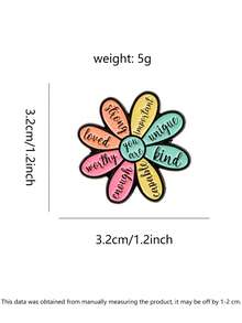 1pc Empowerment Flower Badge - "YOU ARE" Center With Positive Petals - Uplifting Pin For Mental Health & Self-Love - Multicolor - View 2
