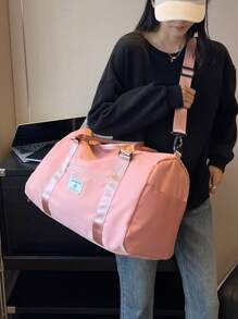 1 pieza Bolso deportivo de mujer con compartimento para mojado y seco, bolso de viaje de gran capacidad con correa para el hombro, adecuado para fitness, viajes, ir al trabajo