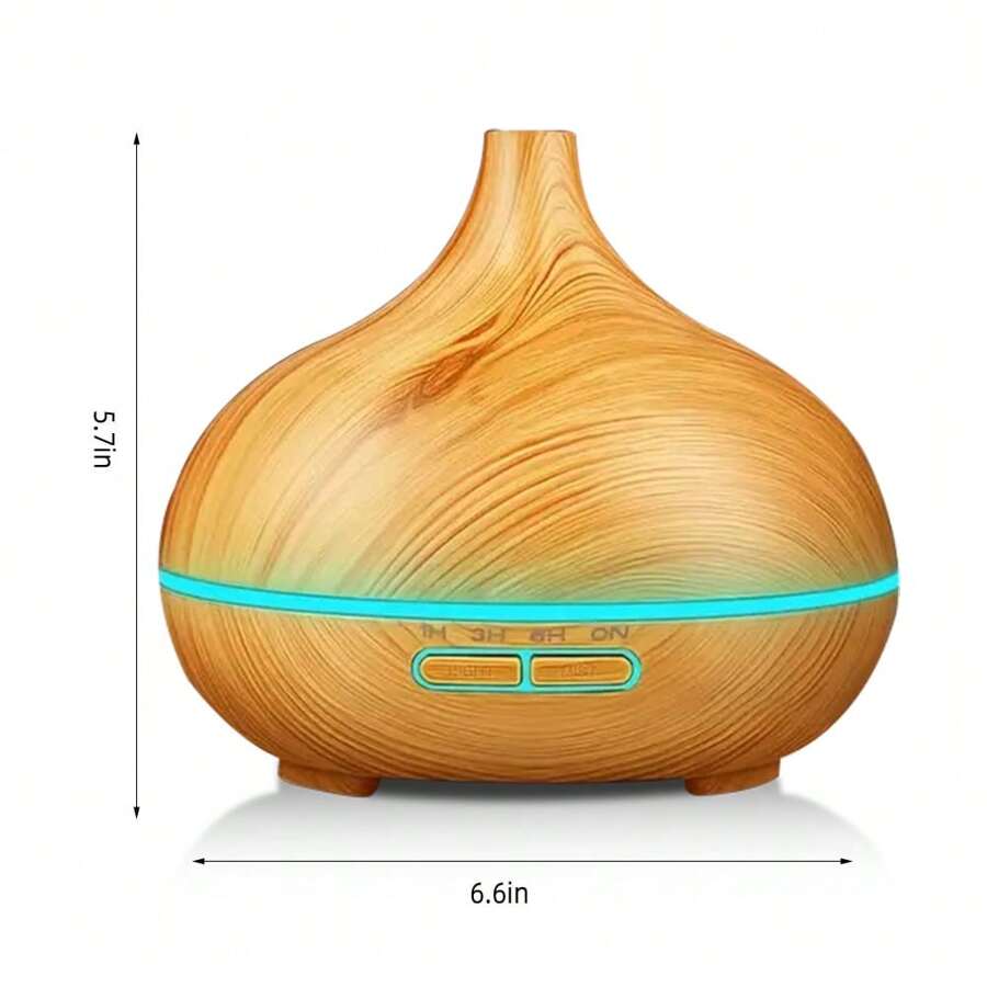 Wood Grain Aroma Diffuser  Remote Control, Timer & 6 Oil Set  550ml Cool Mist Humidifier