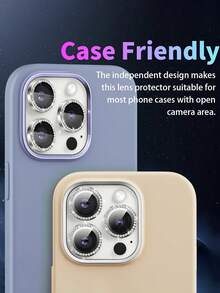 3Pcs Diamond Metal Camera Lens Protector Compatible With IPhone 17 11 12 13 14 15 16 Pro Max 16 12 13 Mini 14 15 16 Plus Protective Glass - Silver - View 5