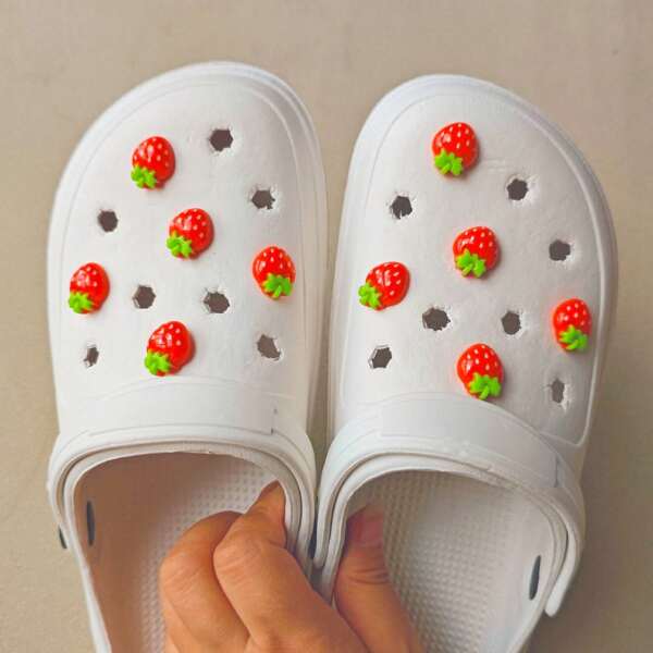 5/10 unidades Adornos de zapatos tipo fresa 3D lindos - Hechos de material ABS duradero, desmontables - Decoración para sandalias de verano, zuecos DIY y zapatos de jardín