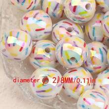 10 件彩虹条纹印花亚克力圆珠，DIY 珠宝制作、工艺品、缝纫用品、艺术品装饰珠 - colorful - 查看 4