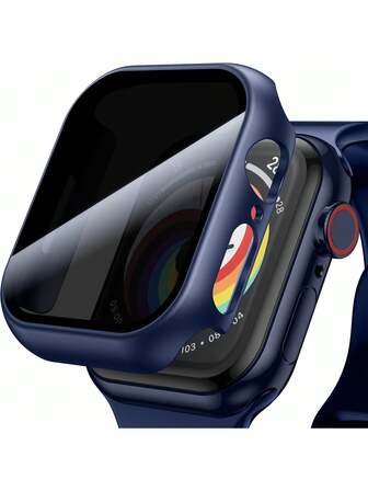 1 件蓝色女士男士隐私屏幕保护膜时尚防偷窥二合一超薄钢化玻璃屏幕保护膜，兼容 表壳 38/40/41/42/44/45/46/49 毫米，适用于 Series Ultra/SE/10/9/8/7/6/5/4/3/2/1，智能手表配件