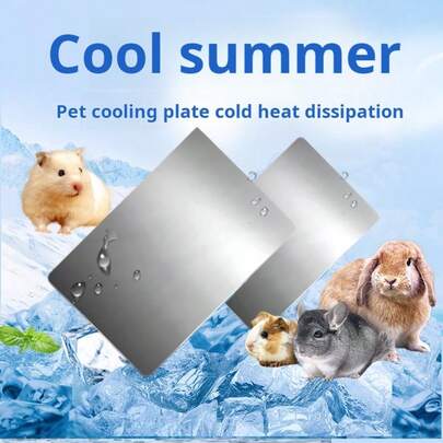 1pc Pet Cooling Aluminum Plate, Rabbit Cooling Pad, Small Hamster Cooling Pad, Ice Mat, Heat Dissipation Board, Summer Cooling Products, Small Pets, Summer Cooling Supplies