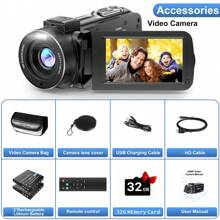 Nicamery Videocámara Full HD 1080P 36.0MP con pantalla IPS rotativa de 3.0 pulgadas, zoom digital 16X, incluye tarjeta de memoria de 32GB y 2 baterías (negro)