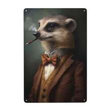1pc/3PCS Funny Animal Smoking Vintage Metal Sign Retro Dog Giraffe Tin Sign For Home Wall Decor Bar Bedroom Gift 8x12 Inch Frameless Artistic Style Frame Vintage - Multicolor - View 10