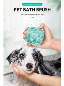 1pc Silicone Pet Bath Brush With Massage Ball - 2 In 1 Bathing And Massage GroomingTool For Dogs And Cats Shampoo - Gentle Silicone Material Pet Care Accessories And Cleans With Built-In Bath Sanitizer For Daily Cleaning Of Pets, Birthday Gifts,