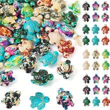 10/20/30/50/100pcs Assorted 3D Turquoise Sea Turtle Beads, Vibrant Natural Stone Jewelry Supplies, Suitable For DIY Bracelets, Necklaces, Earrings - Ocean Style Craft Series, Sea Turtle Jewelry - Multicolor - View 1