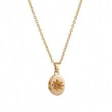 1件夏季时尚复古十二月花相册吊坠家庭礼物项链，适合送给家人和朋友。适合日常休闲度假和玩耍时佩戴。适合夏季海滩度假、户外活动、节日出游、女性礼物和女性珠宝。