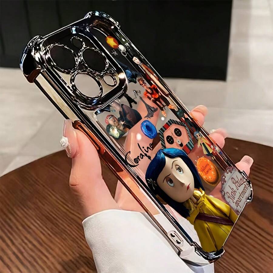 For IPhone 11,12,13,14,15,16 Plus Pro Promax XSMAX XS/X S22,S23,S24,PLUS ULTRA S23,S24 FE Four Corners Airbag Electroplated Phone Case,High-End Fashion,Drop Protection - 黑色 - 查看 1