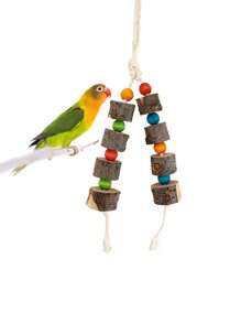1 pieza Juguete de madera para morder y colorido con cuentas, en forma de loro, para aliviar mordisqueo de loros pequeños/medianos, accesorio para jaula de pájaros, color aleatorio