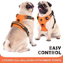 No Pull Dog Harness, No Choke Front Clip Dog Reflective Harness, Adjustable Soft Padded Pet Vest With Easy Control Handle For Small To Large Dogs