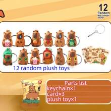 1pc/3pcs Cute Capybara Keychain Toys, Blind Box, Lovely Backto School Gifts, Each Contains A Collectible Capybara Card, Birthday Party Favors, Cartoon Doll Pendant, Small Party Supplies