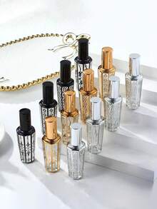 1pc 15ml Portable Glass Perfume Bottle With Gold Floral Pattern - Gold - View 4