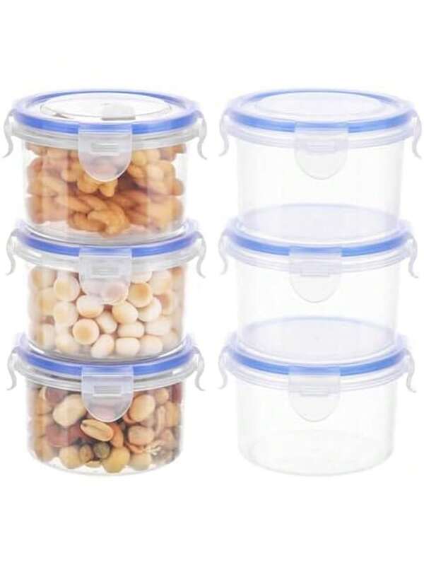 1/3/6 Stücke Küche stapelbare runde Lebensmitteldosen für den Kühlschrank, mikrowellengeeignete hitzebeständige Kunststoff-Lunchboxen, Mahlzeitenboxen, versiegelte Obstdosen, transparente Gebäckdosen, Lebensmittelbehälter aus Kunststoff mit Deckel