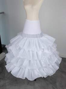 Lolita Ruffle Dress Crinoline Petticoat, 4-Layer Elastic Waist Design, White Color, For Wedding Bridal Dress