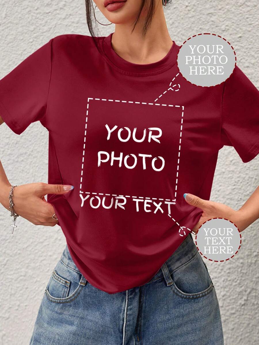 Personalisierte Sportgeschenke, personalisierte Damen T-Shirts, fügen Sie Text und Bilder hinzu (Selfies/Landschaften/Familienfotos/Freunde/Paare/Muster/Haustiere etc.), Text in Schriftart und Farbe nach Wahl, gestalten Sie Ihr eigenes personalisiertes bedrucktes T-Shirt als Geschenk für Ihre Freundin, Paar-Dating-Shirts und mehr. Kann für den Valentinstag personalisiert werden.
