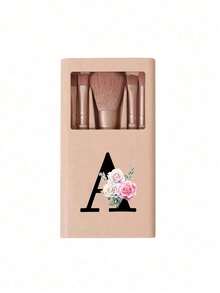 便携式化妆刷套装，带镜子，花卉字母A-Z设计，盒装化妆刷套装，多功能化妆刷套装，带镜盒，迷你多功能化妆笔，粉底刷，眼影刷，新手美妆工具，混合化妆刷收纳盒，化妆刷套装，方便携带的女性礼物，理想的化妆工具套装，便携旅行必备品 - 卡其色 - 查看 17