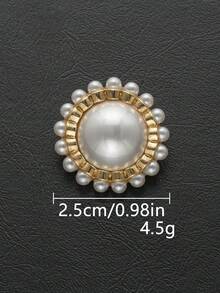 4 قطع/عبوة أزرار معدنية أنيقة دائرية الشكل مرصعة بالراين وخرز اللؤلؤ، أزرار فخمة عصرية بسيطة، أزرار زخرفية للمعاطف والقمصان والسترات الصوفية والجاكيتات، إكسسوارات مجوهرات متعددة الاستخدامات لل- DIY