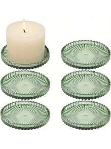 4pcs Glass Candle Holders, Coasters For Wedding, Valentine's Day, Dining Table Center Decor, Home Decoration, Coffee Cups, Ashtrays, Festival Events, Family Gatherings, Themed Parties