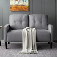 Nivtlpre Modern Compact Loveseat Sofa - Space-Saving Design With Durable Wood & Iron Frame, 6 Color Options - Light Grey - View 10