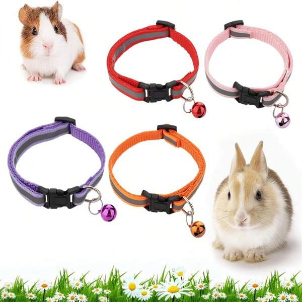 1 pieza Collar ajustable con campana para conejo, collar luminoso para hámster, accesorios interactivos y de actividad para mascotas pequeñas