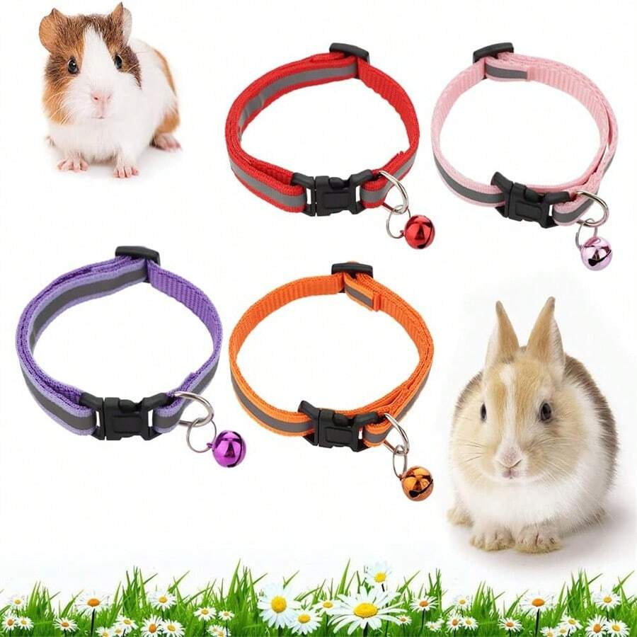 1 Stück verstellbarer Kaninchenhalsbandmit Glöckchen, Hamster Leuchthalskette, Interaktives Zubehör und Aktivitätsaccessoires für kleine Haustiere