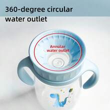 1-3岁幼儿卡通学习杯360度旋转宝宝学饮杯双手柄翻盖防漏婴儿杯不含双酚A，PP水杯奶瓶，4.1盎司（116.62克）多色