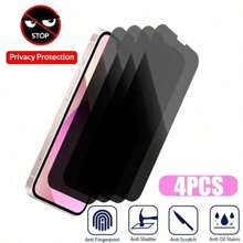 4Pcs Full Coverage Anti-Spy Screen Protector For IPhone 16 15 14 Pro Max 11 12 13 Pro Mini X XR XS Max Glass
